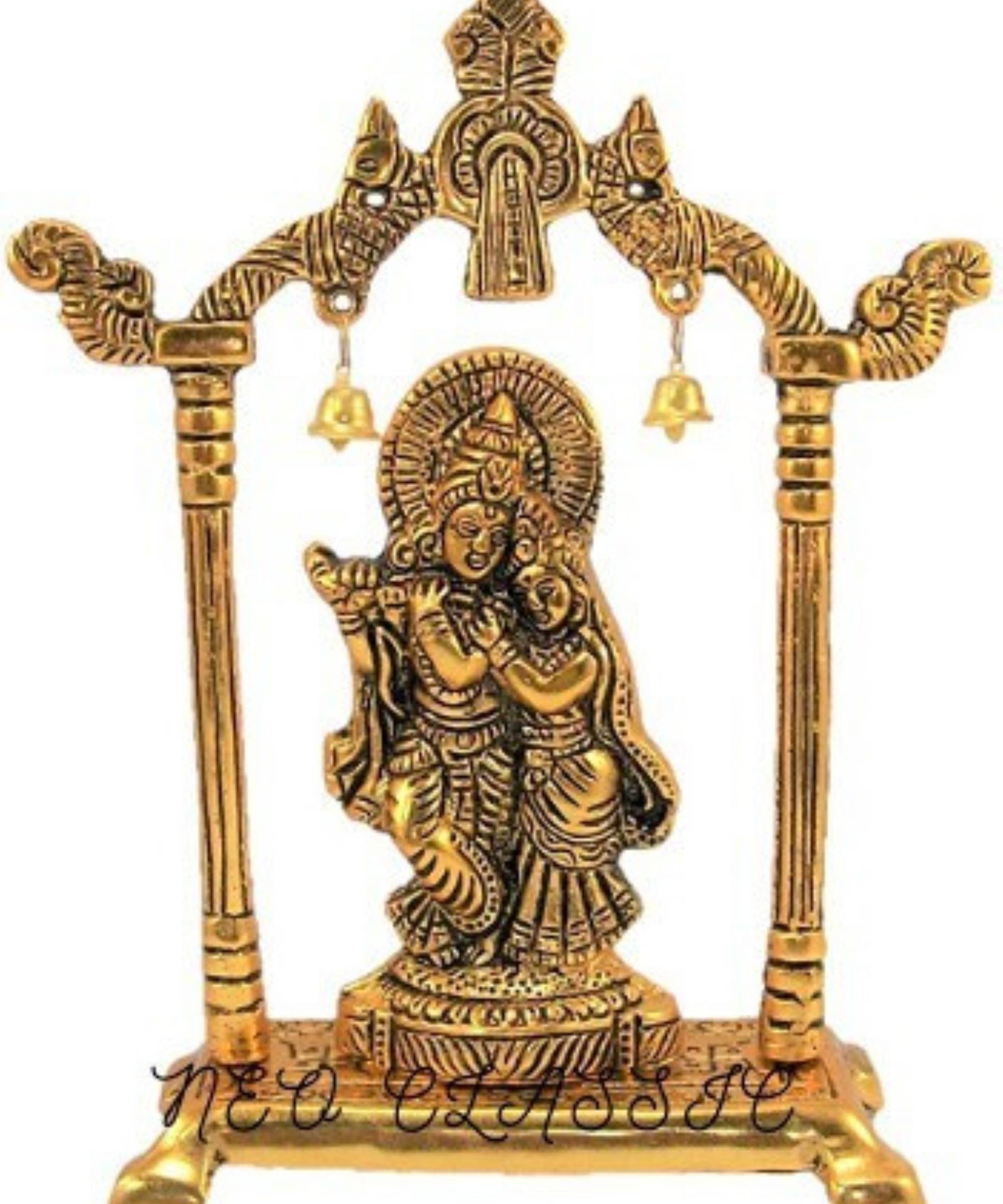     			Neo Classic Radha Krishna Decorative Showpiece  -  19.5 cm (Aluminium, Gold)