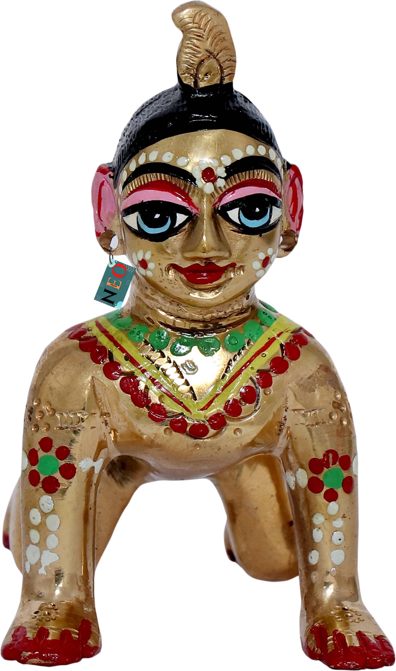 Neo Classic Radha Rani Hand Printed Idol I Bal Radha Rani Ji No. 3 Decorative Showpiece - 7.5 cm (Brass, Multicolor) Neo Classic Radha Rani Hand Printed Idol I Bal Radha Rani Ji No. 3 Decorative Showpiece - 7.5 cm (Brass, Multicolor)