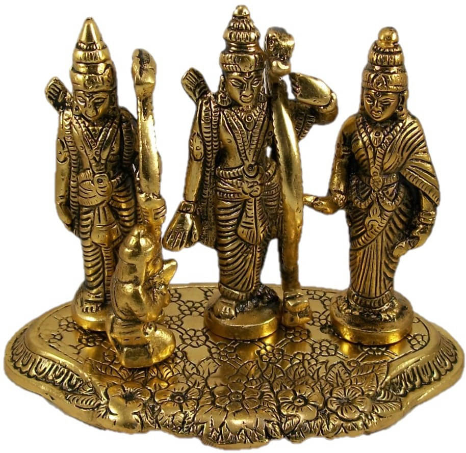 Neo Classic Ram Darbar Statue Lord Rama Laxman Sita & Hanuman Religious Idol Sculpture Decorative Showpiece - 13 cm (Aluminium, Gold) Neo Classic Ram Darbar Statue Lord Rama Laxman Sita & Hanuman Religious Idol Sculpture Decorative Showpiece - 13 cm (Aluminium, Gold)