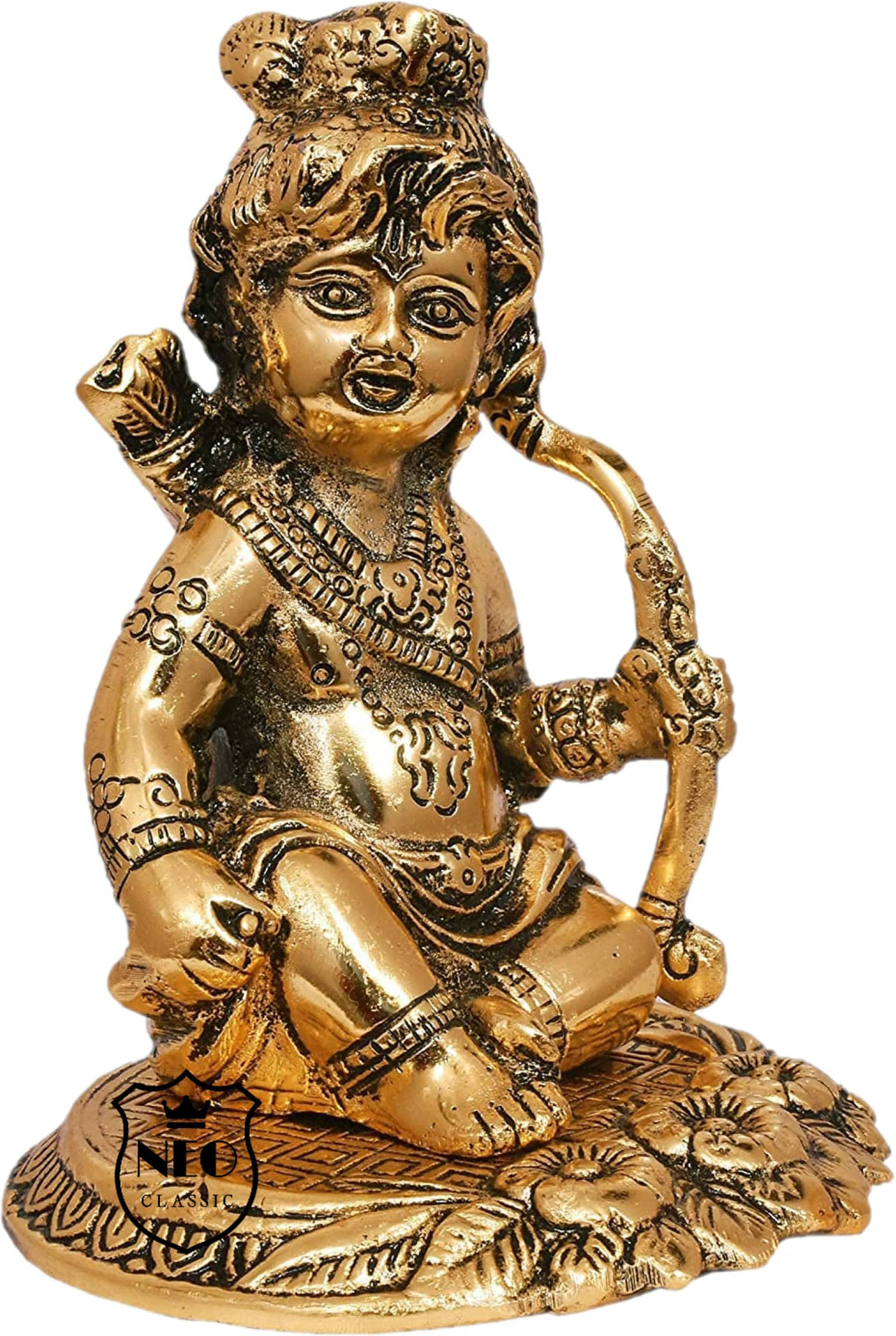     			Neo Classic Ram Lala I shri Ram Statue I Balak Ram I Ram Ji Bal Roop I with Shiva Dhanush Decorative Showpiece  -  13 cm (Metal, Gold)