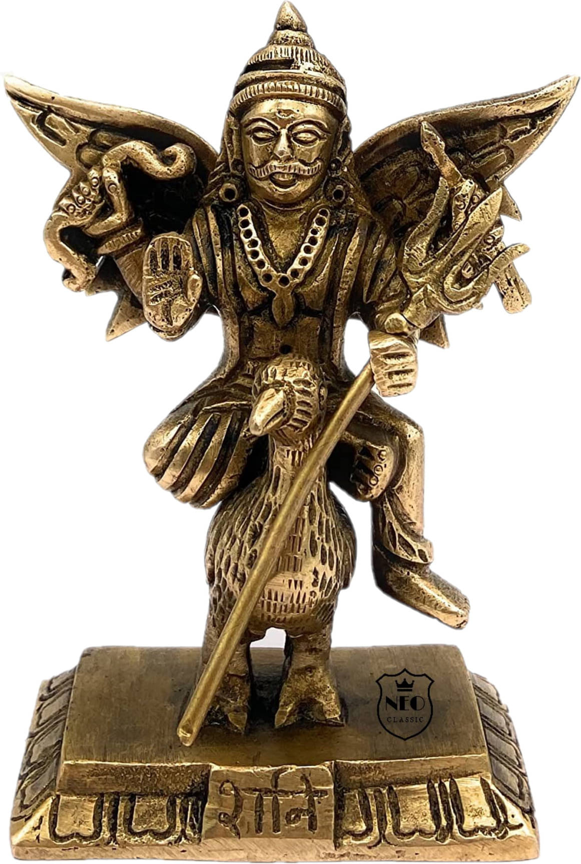 Neo Classic Shani Dev Puja Murti for Temple Positivity God Idols Shanidev Maharaj H-4.1" Decorative Showpiece - 10.5 cm (Brass, Gold) Neo Classic Shani Dev Puja Murti for Temple Positivity God Idols Shanidev Maharaj H-4.1" Decorative Showpiece - 10.5 cm (Brass, Gold)
