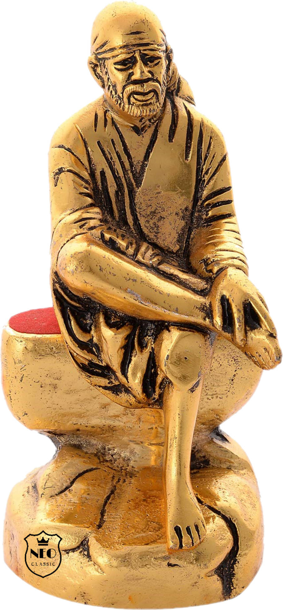 Neo Classic Shirdi Sai Baba Idol Statue Showpiece, Decorative Saibaba Idol Murti Decorative Showpiece - 15 cm (Aluminium, Gold) Neo Classic Shirdi Sai Baba Idol Statue Showpiece, Decorative Saibaba Idol Murti Decorative Showpiece - 15 cm (Aluminium, Gold)