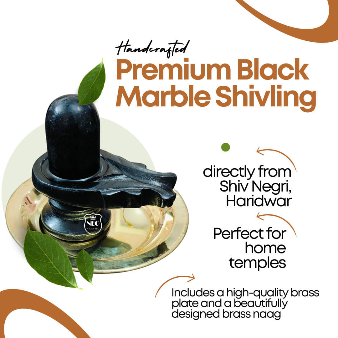     			Neo Classic Shivling Black Marble 3" With Brass Plate Brass Naag Decorative Showpiece  -  9 cm (Marble, Brass, Black, Gold)