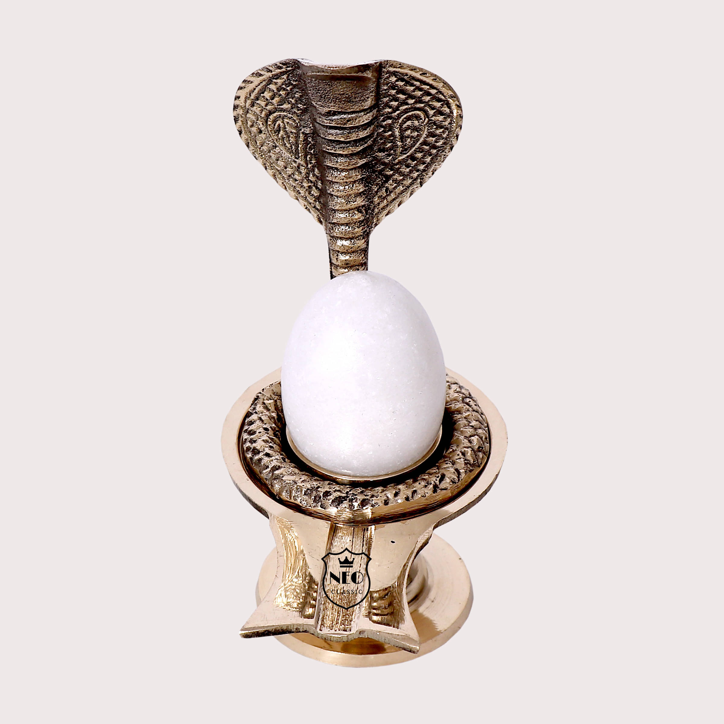     			Neo Classic Shivling with Sheshnag Jalheri/Stand with White Shivling Height 5inch Decorative Showpiece  -  13 cm (Brass, Marble, Gold, White)