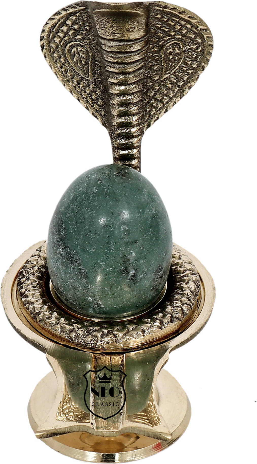 Neo Classic Shivling with Sheshnag Jalheri/Stand with blue Shivling Decorative Showpiece - 10 cm (Brass, Marble, Gold, Green) Neo Classic Shivling with Sheshnag Jalheri/Stand with blue Shivling Decorative Showpiece - 10 cm (Brass, Marble, Gold, Green)