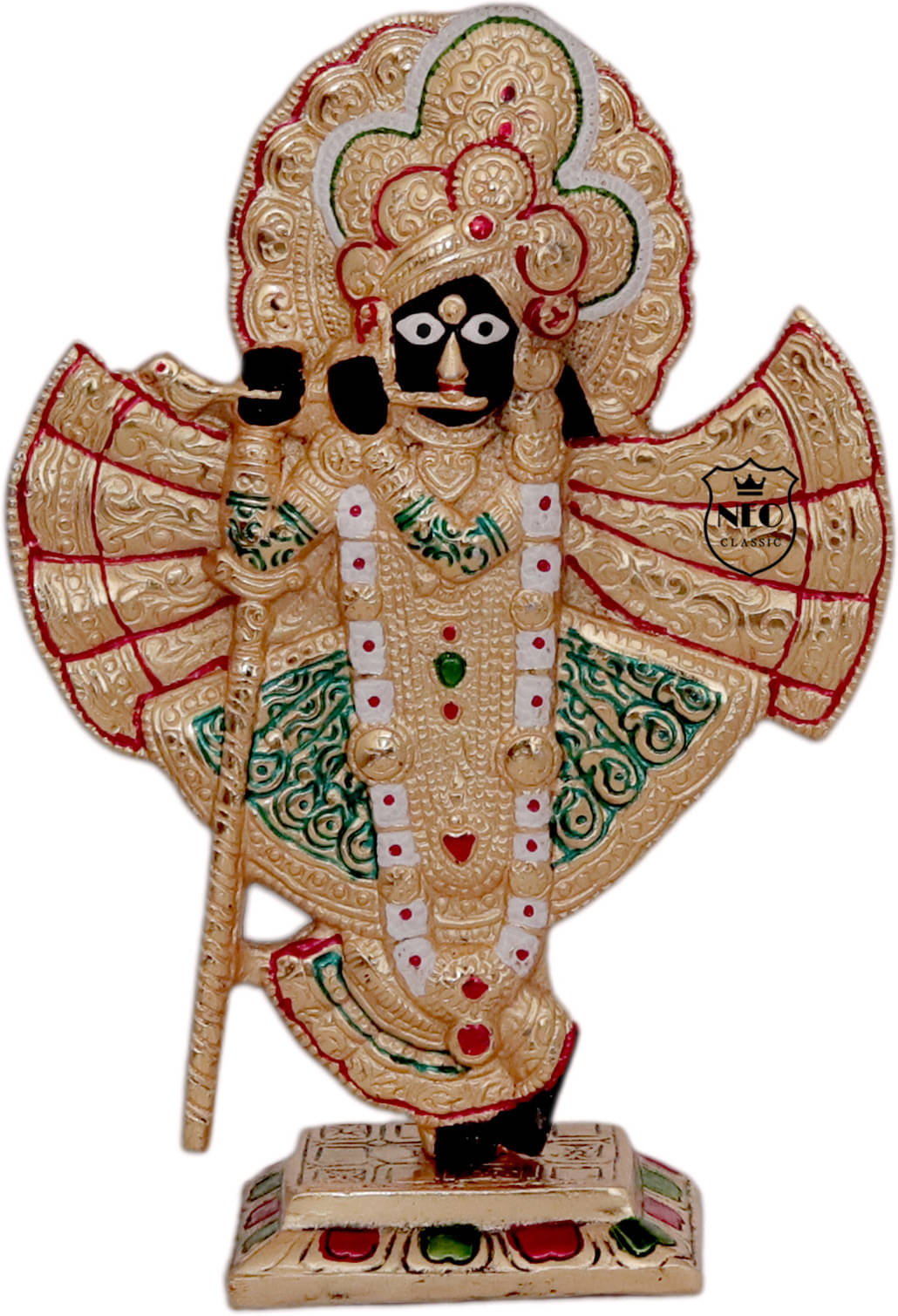 Neo Classic Shrinathji (Shrinath Srinath Ji) in The Form of Banke Bihari Krishna Murti Decorative Showpiece - 23 cm (Aluminium, Multicolor) Neo Classic Shrinathji (Shrinath Srinath Ji) in The Form of Banke Bihari Krishna Murti Decorative Showpiece - 23 cm (Aluminium, Multicolor)