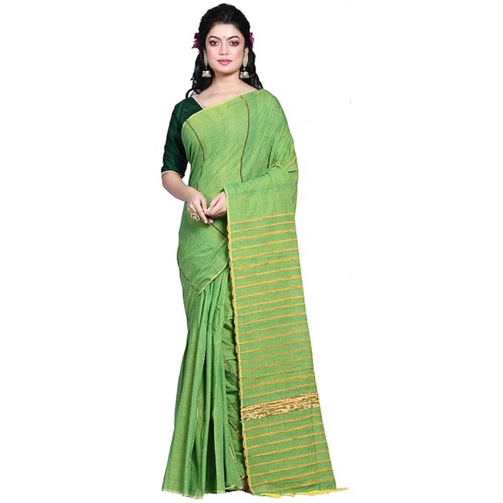     			PIYARI FASHION Cotton Blend Woven Narayanpet Saree With Unstitched Blouse Piece ( Green )