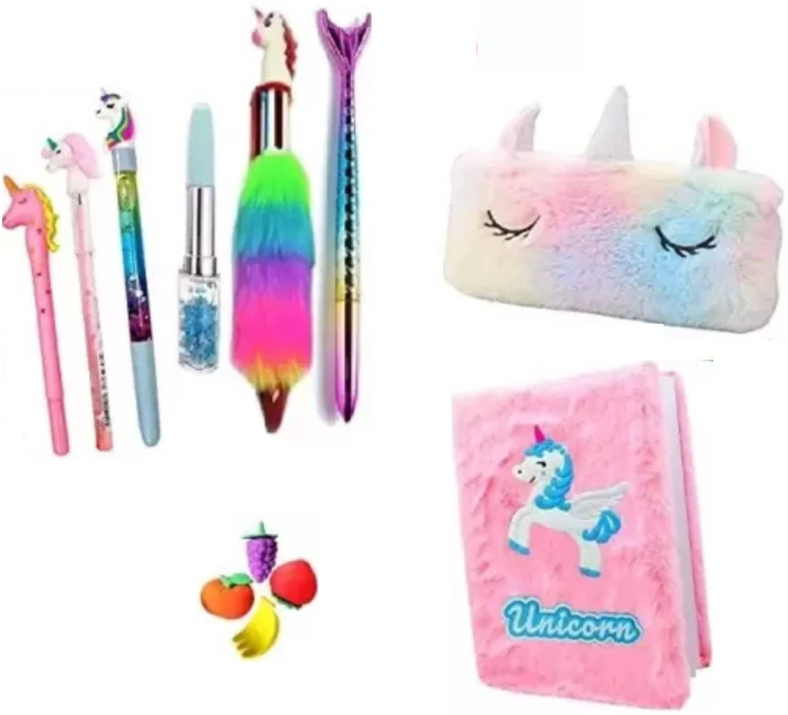    			Pack of Pink Unicorn Diary, Unicorn Pen, Pouch, Mini Vegetables, Best Gift