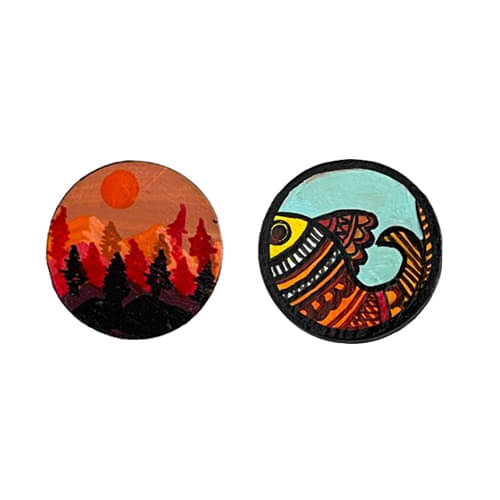     			Penkraft Unique Hand-Painted MDF Finger Ring Set of 2 Pattern-4