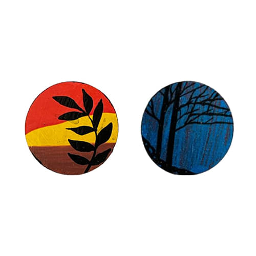     			Penkraft Unique Hand-Painted MDF Finger Ring Set of 2 Pattern-2