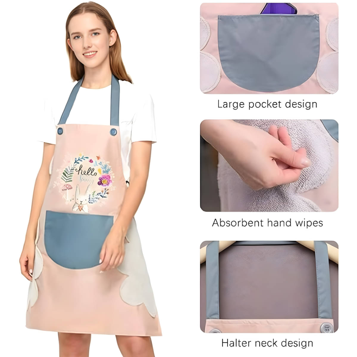     			Radhe Creation PVC Printed Kitchen Apron with 1 Center Pocket ( Pack of 1 )