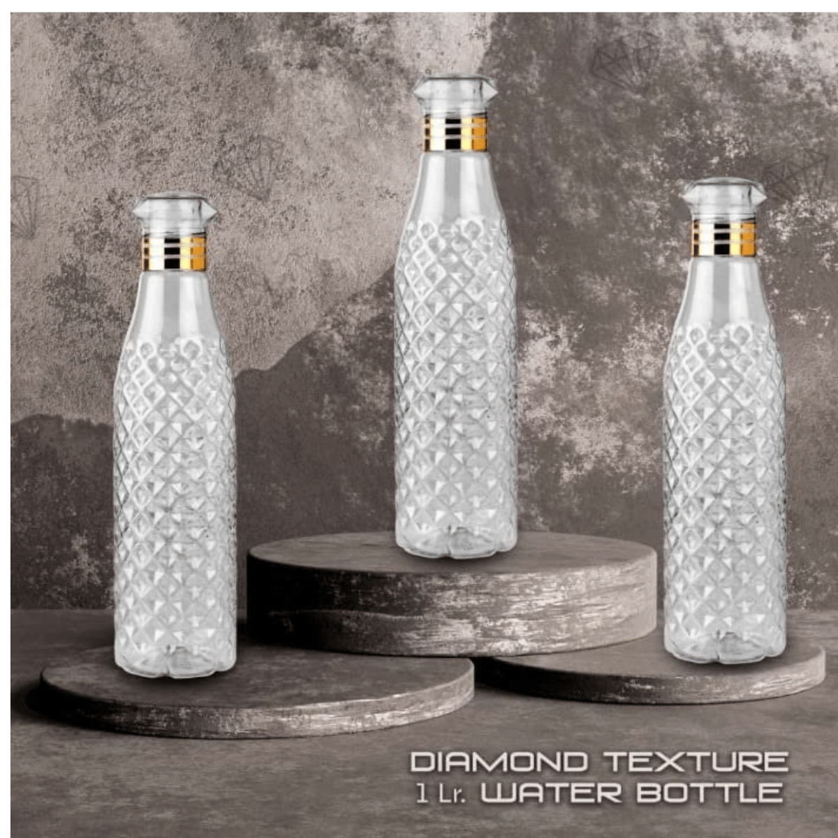     			Radhe Creation diamond water bottle, fridge water bottle, bottle White Plastic Water Bottle 1000 mL ( Set of 3 )