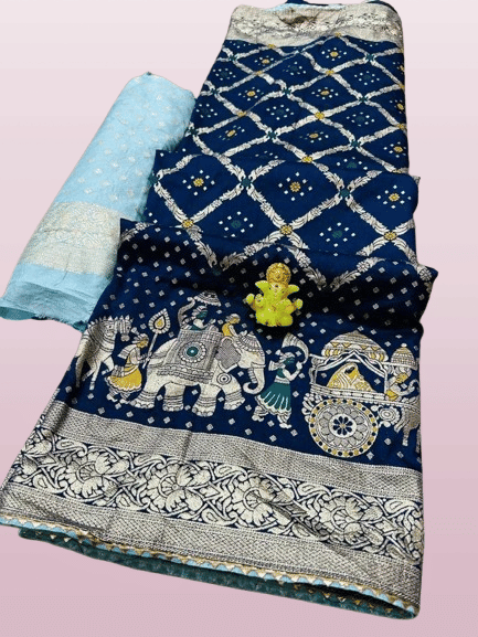 Samai Silk Woven Banarasi saree With Unstitched Blouse Piece ( Blue ) Samai Silk Woven Banarasi saree With Unstitched Blouse Piece ( Blue )