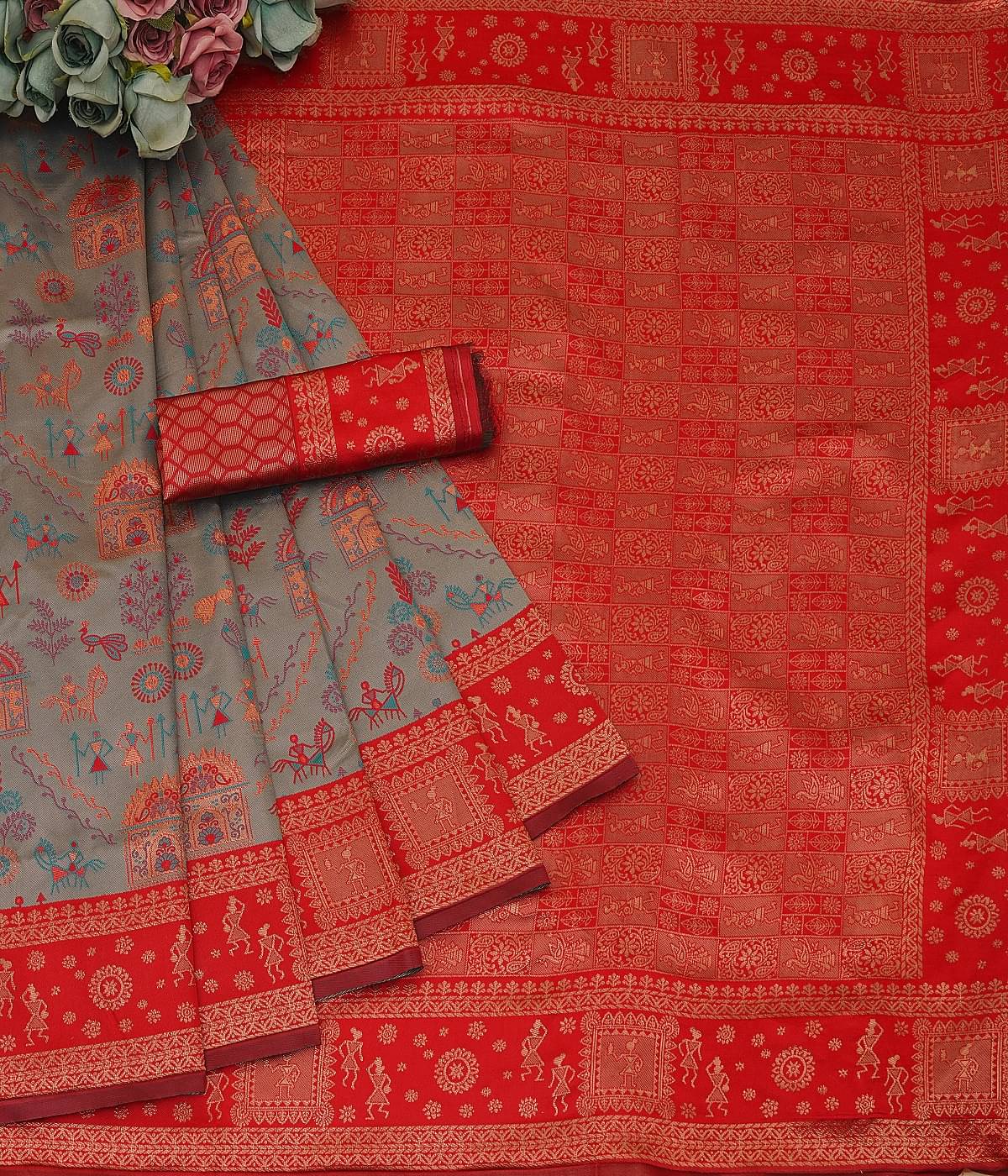     			Semore Art Silk Embellished Banarasi saree With Unstitched Blouse Piece ( Beige )