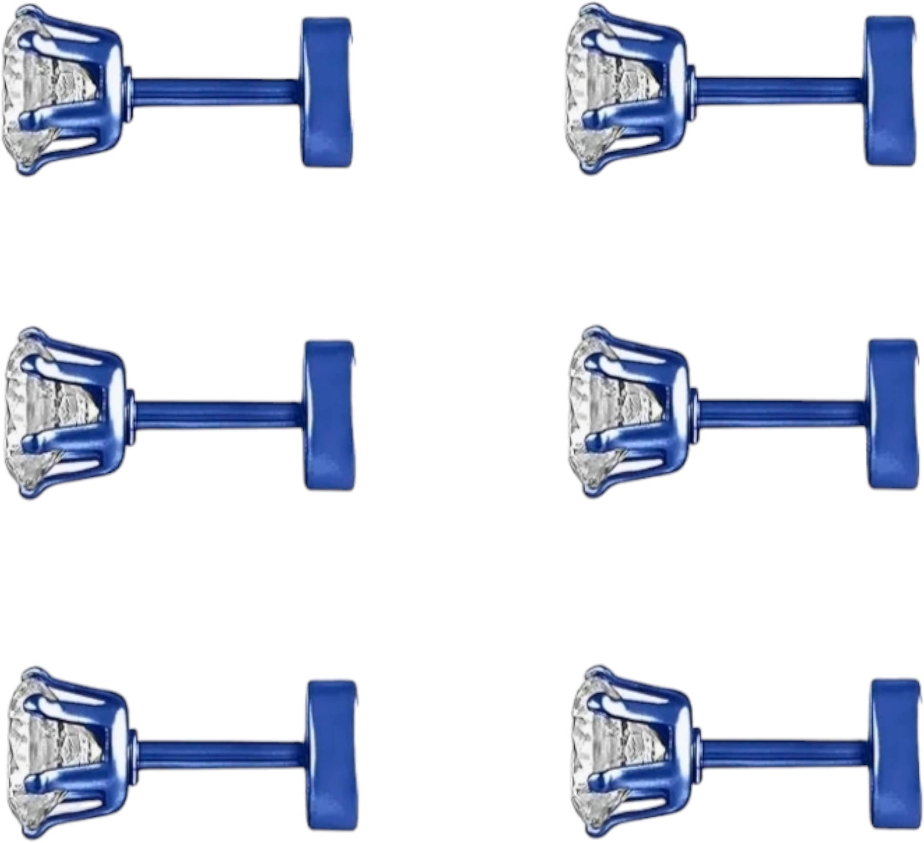     			Shree Ju Blue Stud Earrings ( Pack of 3 )