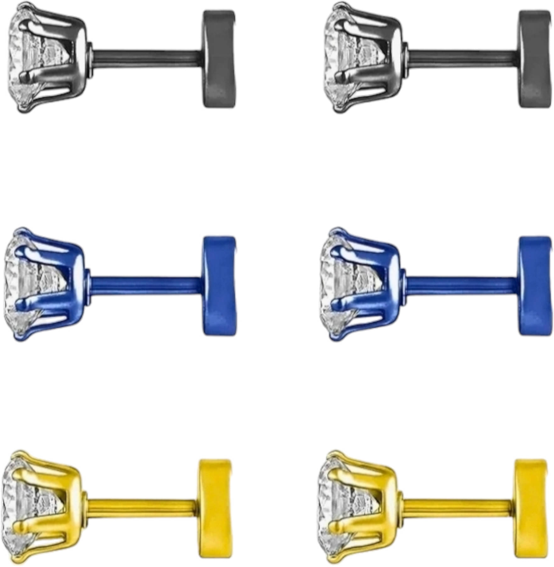     			Shree Ju Multicolor Stud Earrings ( Pack of 3 )