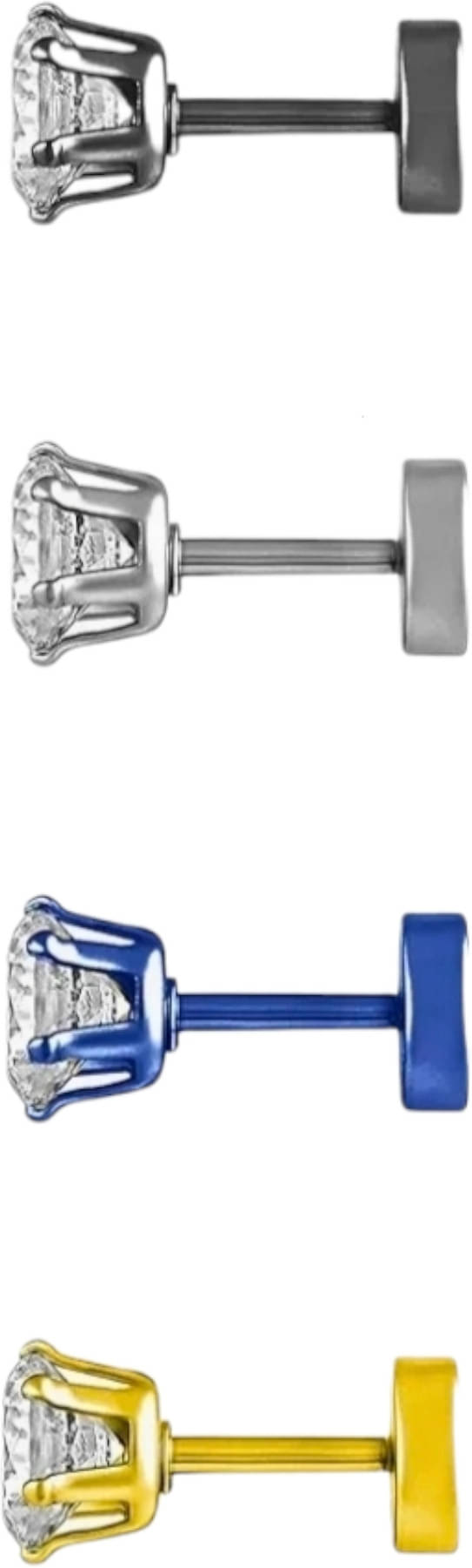     			Shree Ju Trendy Black Silver Blue Golden Single Stone Bali Combo For Men Women (4 Pcs)