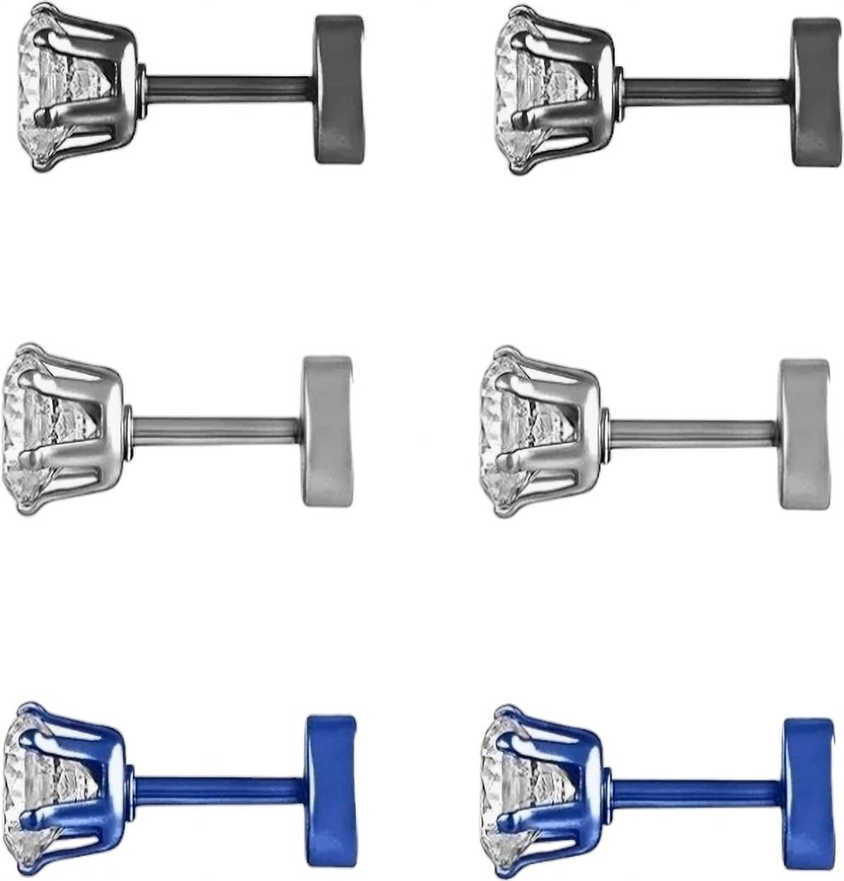 Shree Ju Trendy Black Silver Blue Solitaire Single Stone Bali Combo For Men Women, 3 Sets Shree Ju Trendy Black Silver Blue Solitaire Single Stone Bali Combo For Men Women, 3 Sets