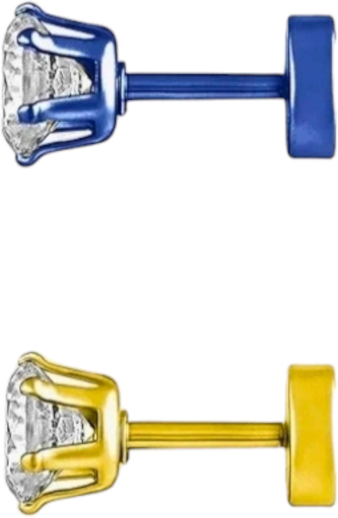     			Shree Ju Trendy Blue Golden Solitaire Single Stone Bali Combo For Men Women (2 Pcs)