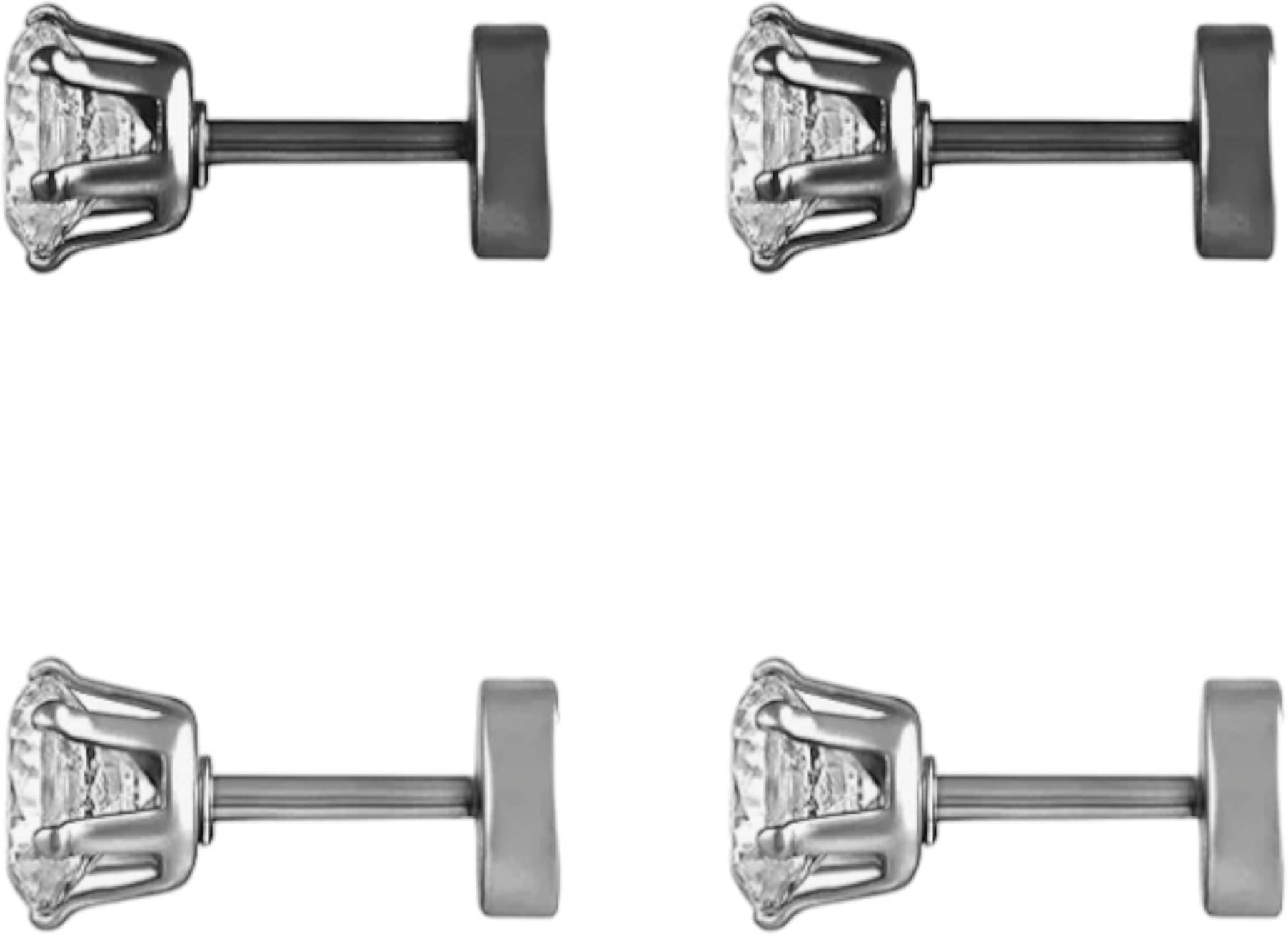 Shree Ju Trendy Silver Black Solitaire Single Stone Bali Combo For Men Women (2 Sets) Shree Ju Trendy Silver Black Solitaire Single Stone Bali Combo For Men Women (2 Sets)