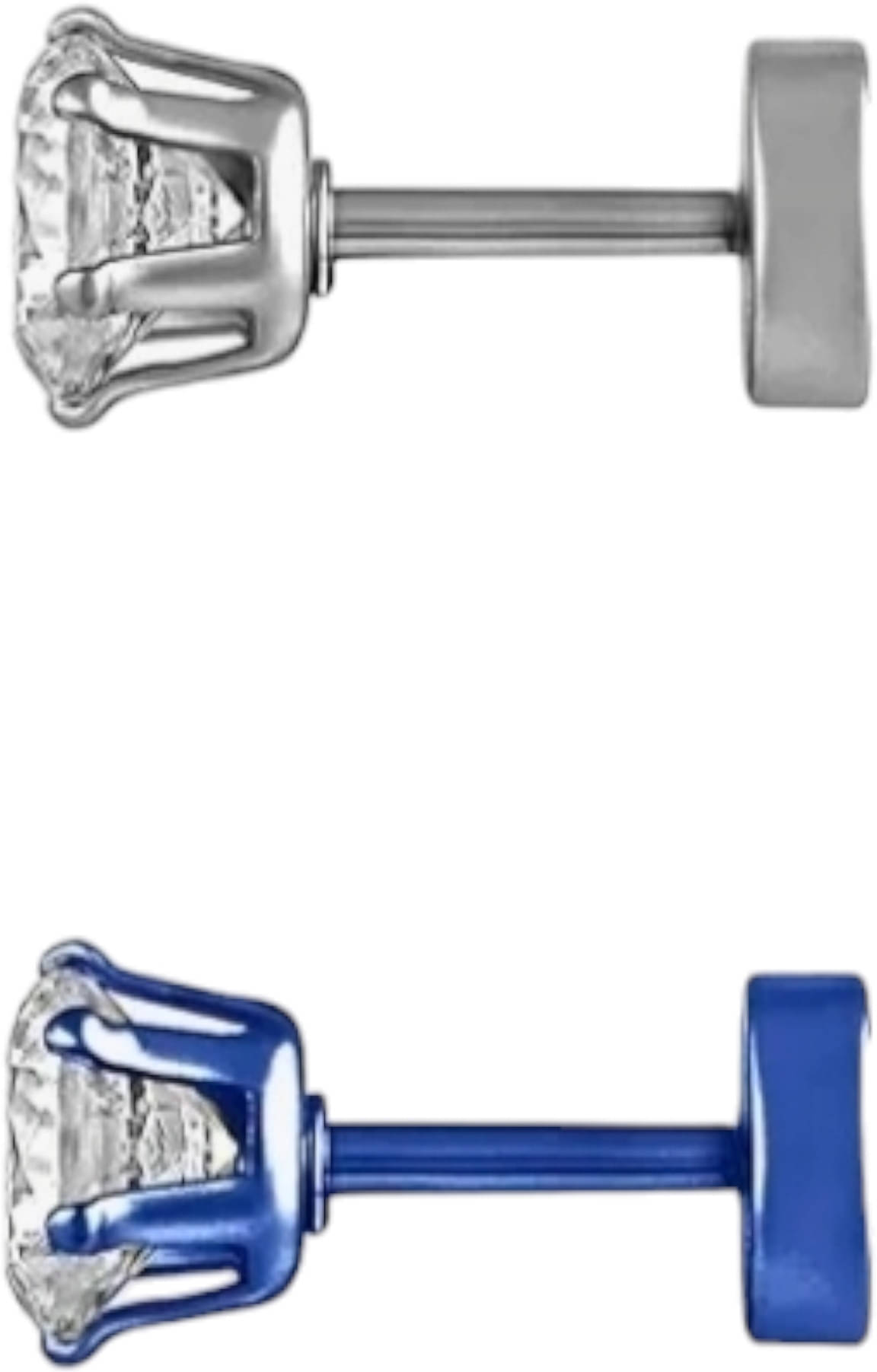     			Shree Ju Trendy Silver Blue Solitaire Single Stone Bali Combo For Men Women (2 Pcs)