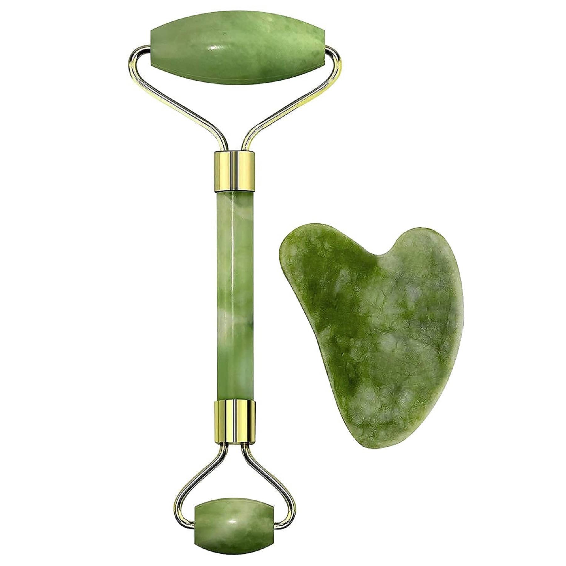     			Sifoz Jade Roller & Gua Sha Set Face Roller Anti-Aging Facial Roller Natural Green Jade Beauty Massager Tool Skin Care Tool for Face Neck Eye to Reduce Wrinkles and Relax Body Muscles (Pack Of 1)