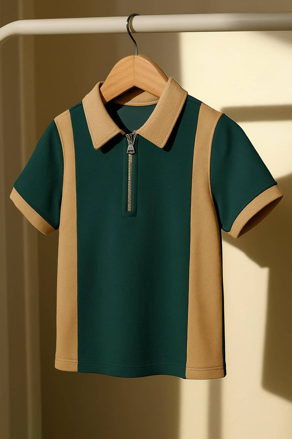     			Singham Men Cotton Blend Regular Fit Colorblock Polo T Shirt ( Green )