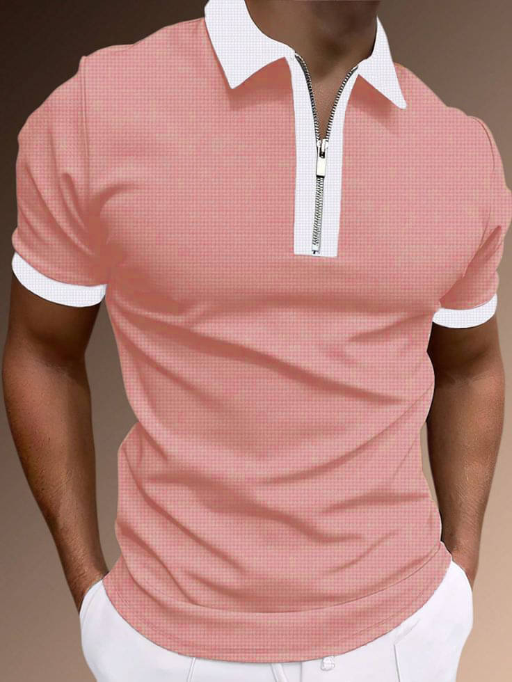 Singham Men Cotton Blend Regular Fit Colorblock Polo T Shirt ( Pink ) Singham Men Cotton Blend Regular Fit Colorblock Polo T Shirt ( Pink )