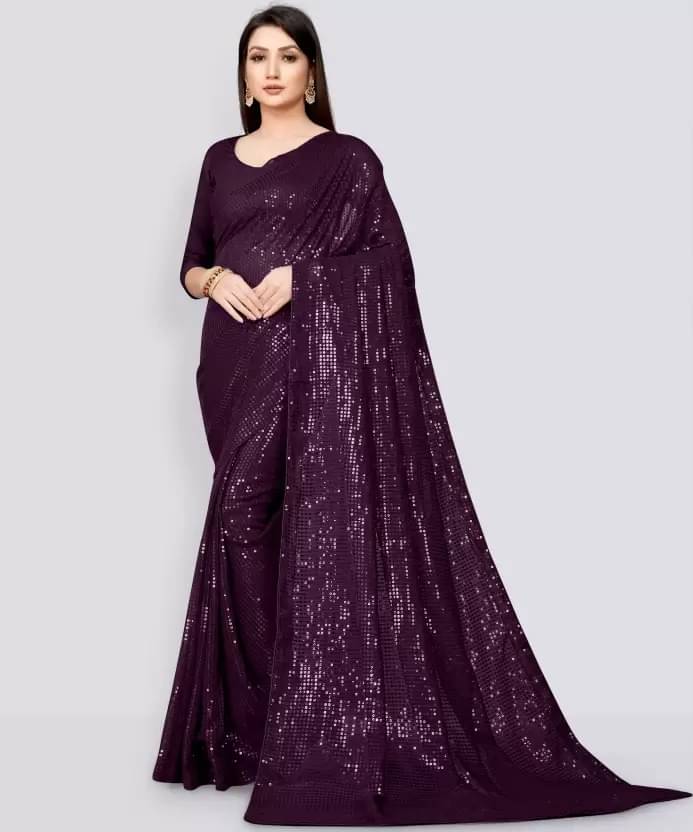     			Suali Georgette Embellished Kashmiri Kani Saree With Unstitched Blouse Piece ( Wine )