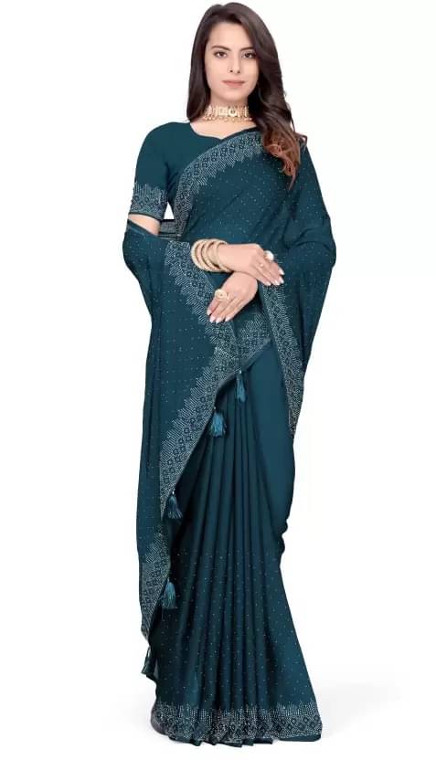     			Suali Georgette Self Design Chanderi saree With Unstitched Blouse Piece ( Rama )