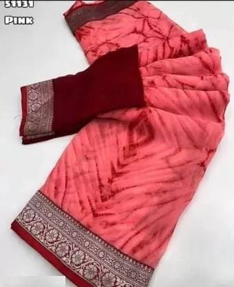     			Suali Georgette Self Design Leheriya Saree With Unstitched Blouse Piece ( Rust )