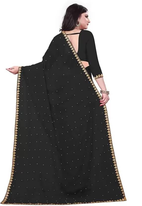 Suali Lycra Printed Goan Kunbi Saree With Unstitched Blouse Piece ( Black ) Suali Lycra Printed Goan Kunbi Saree With Unstitched Blouse Piece ( Black )