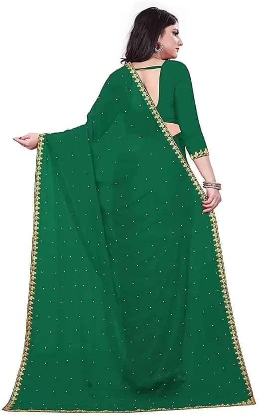     			Suali Lycra Printed Goan Kunbi Saree With Unstitched Blouse Piece ( Green )