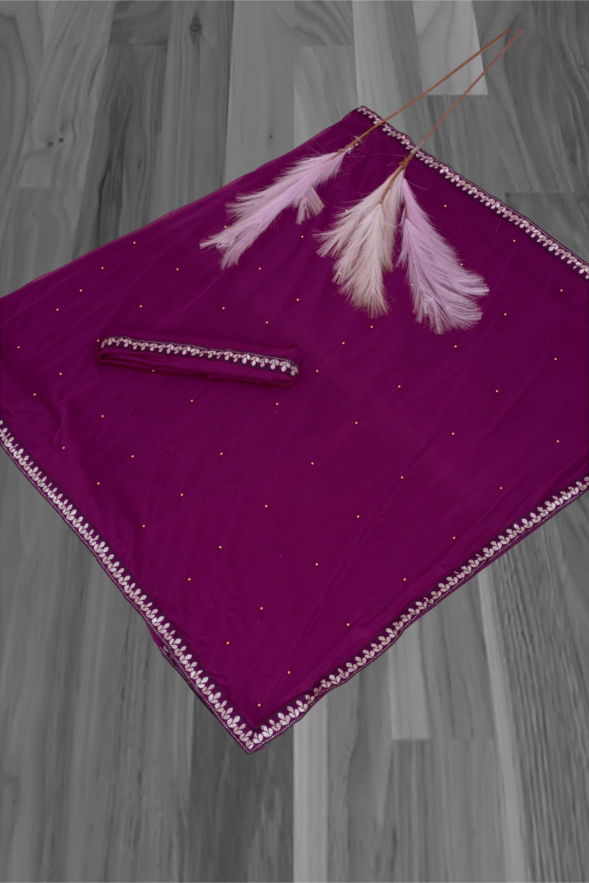     			Suali Lycra Printed Goan Kunbi Saree With Unstitched Blouse Piece ( Purple )