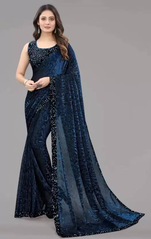     			Suali Lycra Self Design Goan Kunbi Saree With Unstitched Blouse Piece ( Turquoise )