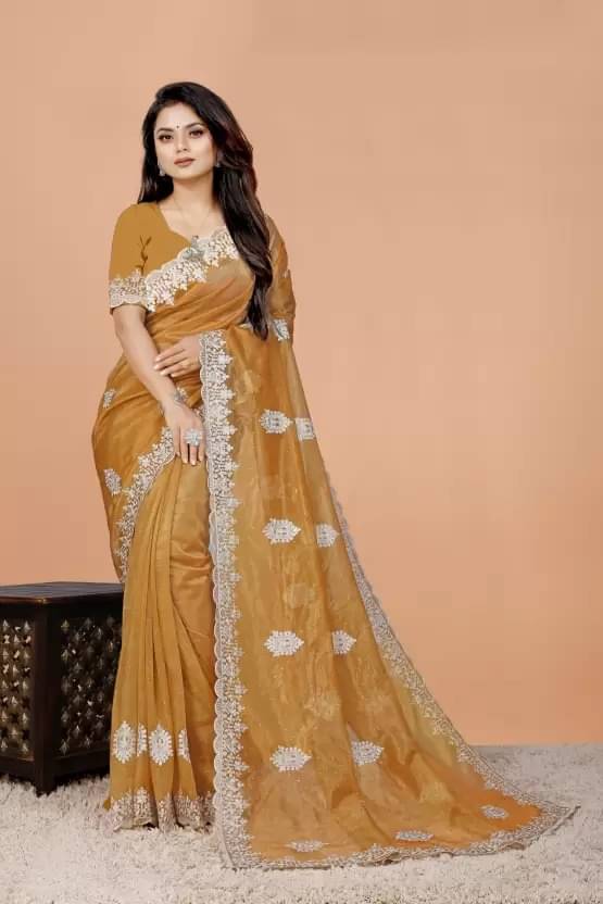 Suali Net Embellished Sambalpuri Saree With Unstitched Blouse Piece ( Mustard ) Suali Net Embellished Sambalpuri Saree With Unstitched Blouse Piece ( Mustard )