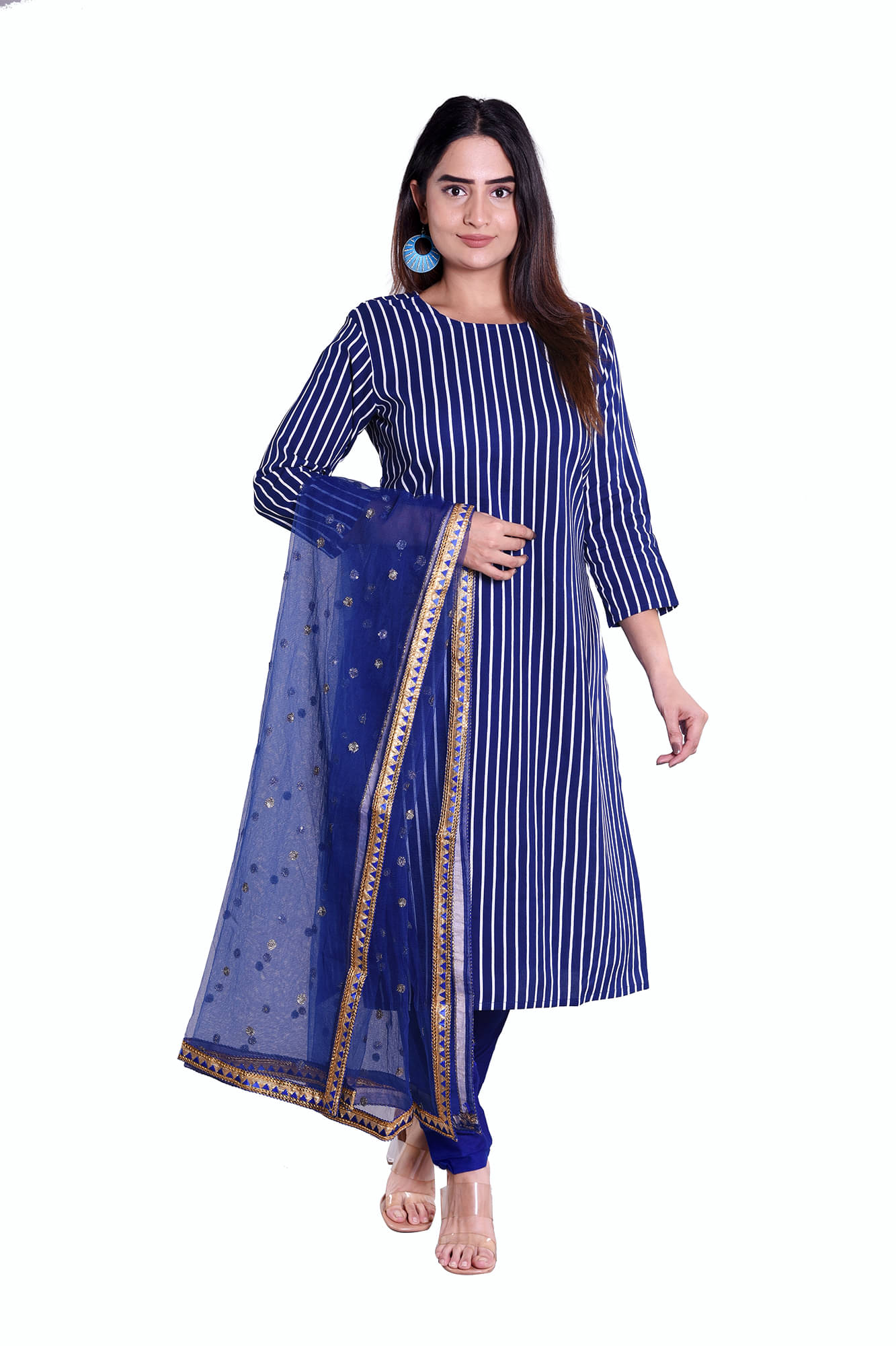 VDV CREATION Women Rayon Striped Straight Kurti With Pants ( Dark Blue )     			VDV CREATION Women Rayon Striped Straight Kurti With Pants ( Dark Blue )