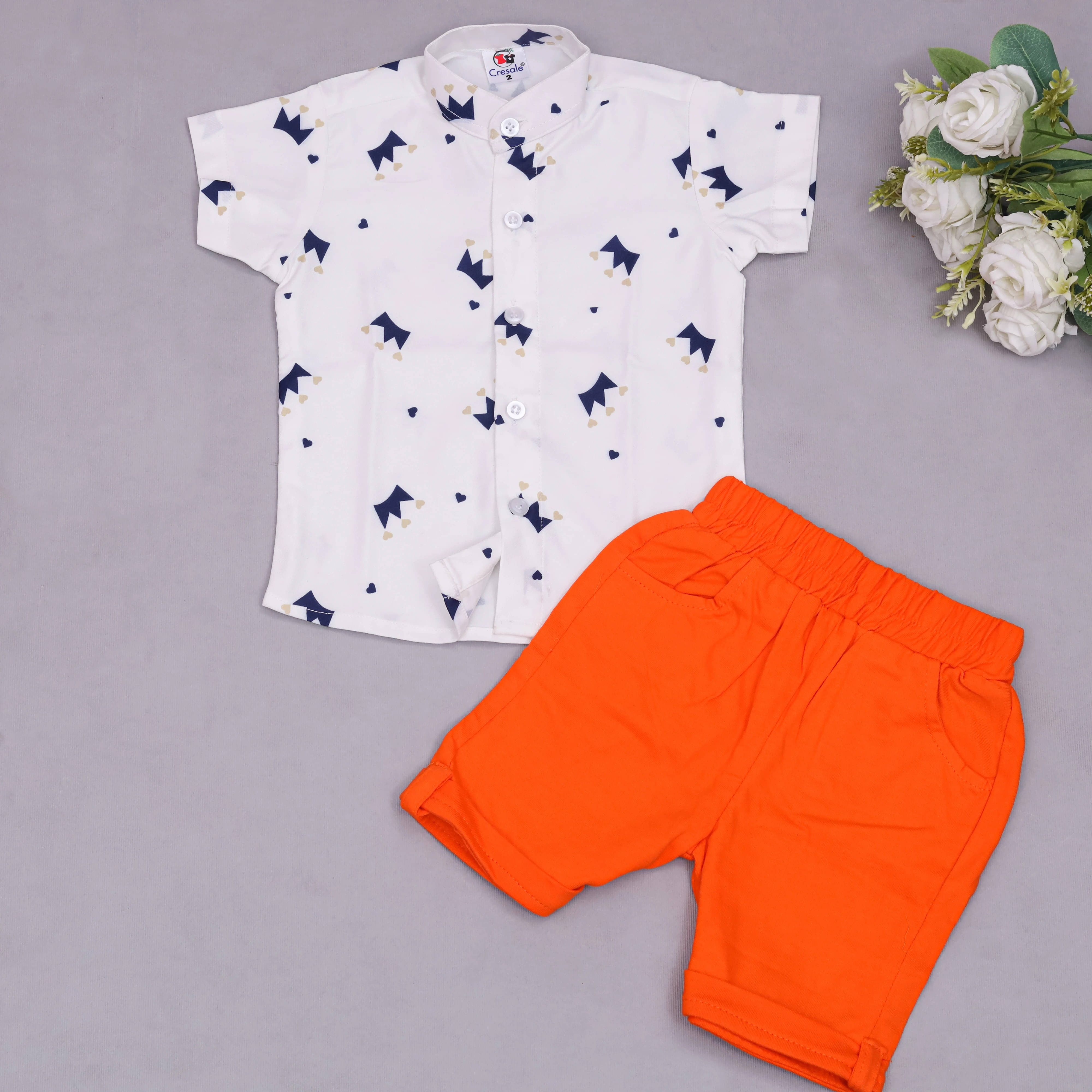 VIKITA ENTERPRISE Pack of 1 Unisex Cotton Blend Shirt & Shorts Set ( White ) VIKITA ENTERPRISE Pack of 1 Unisex Cotton Blend Shirt & Shorts Set ( White )