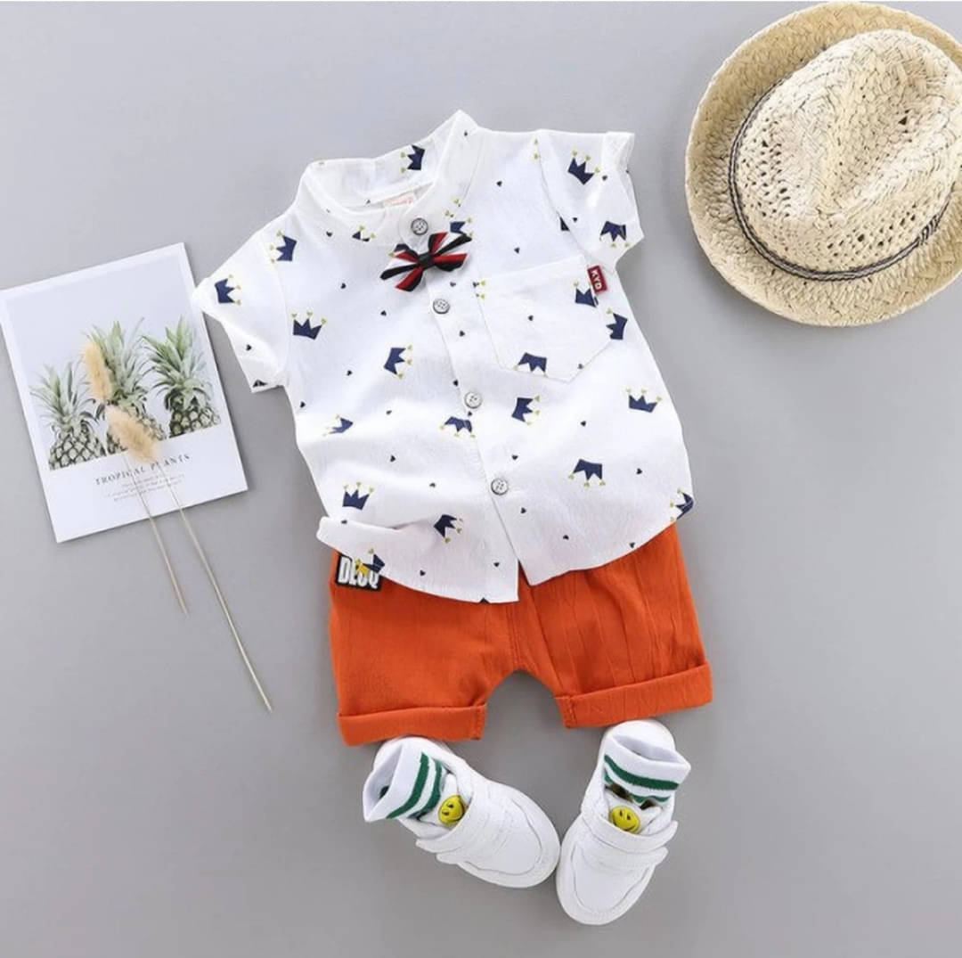 VIKITA ENTERPRISE Pack of 1 Baby Boys Cotton Blend Shirt & Shorts Set ( White ) VIKITA ENTERPRISE Pack of 1 Baby Boys Cotton Blend Shirt & Shorts Set ( White )