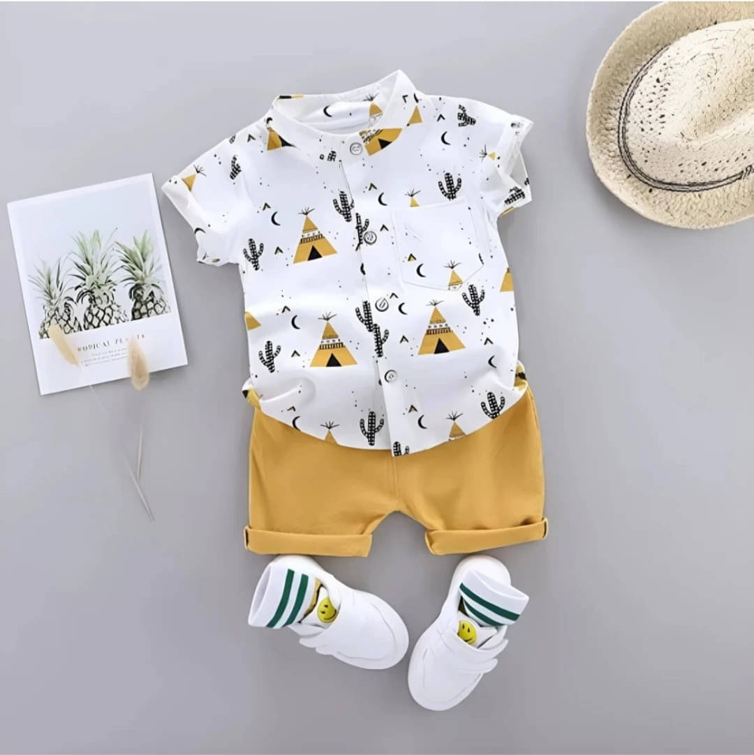 VIKITA ENTERPRISE Pack of 1 Unisex Cotton Blend Shirt & Shorts Set ( Yellow ) VIKITA ENTERPRISE Pack of 1 Unisex Cotton Blend Shirt & Shorts Set ( Yellow )