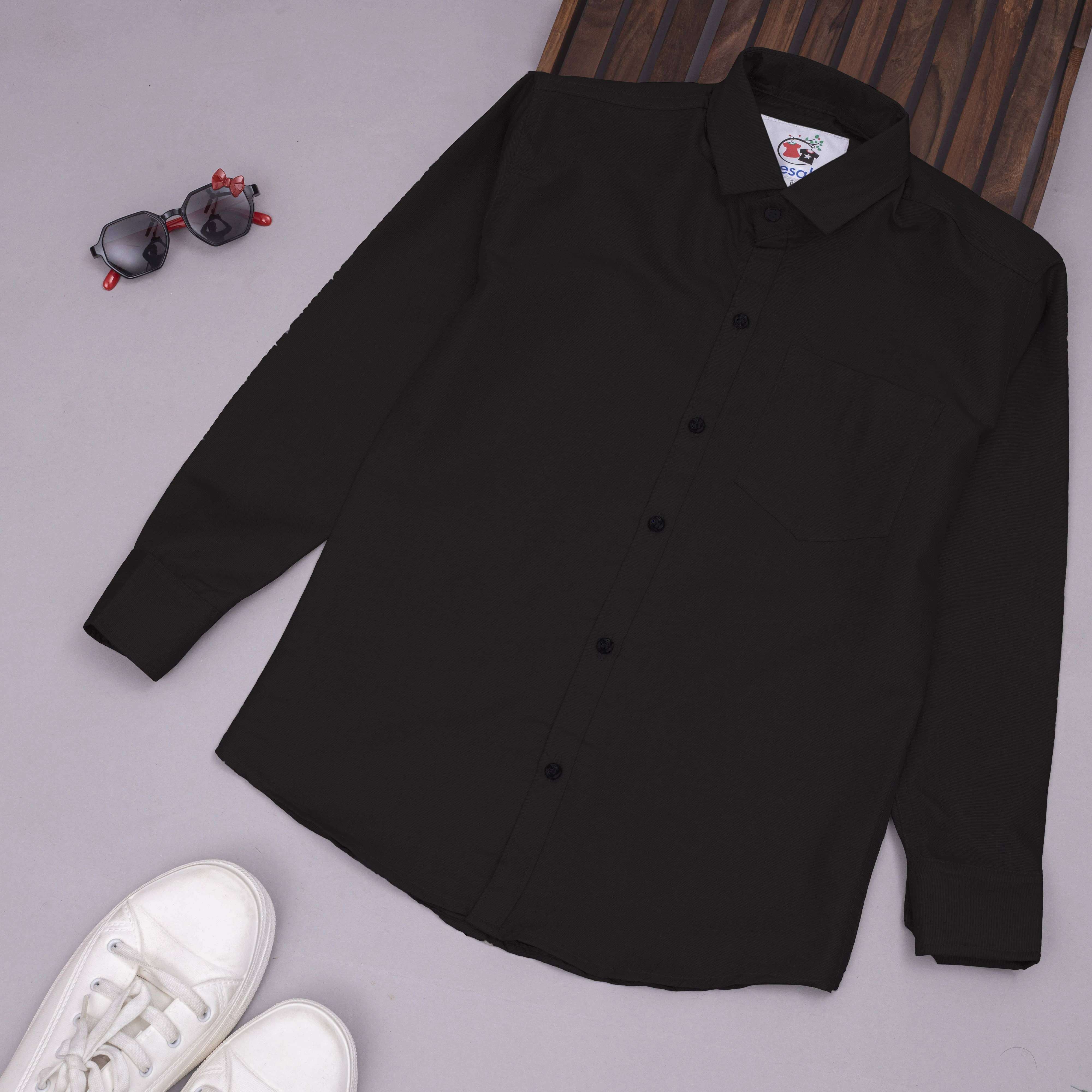 VIKITA ENTERPRISE Pack of 1 Boys Cotton Blend Full Sleeves Shirt ( Black ) VIKITA ENTERPRISE Pack of 1 Boys Cotton Blend Full Sleeves Shirt ( Black )