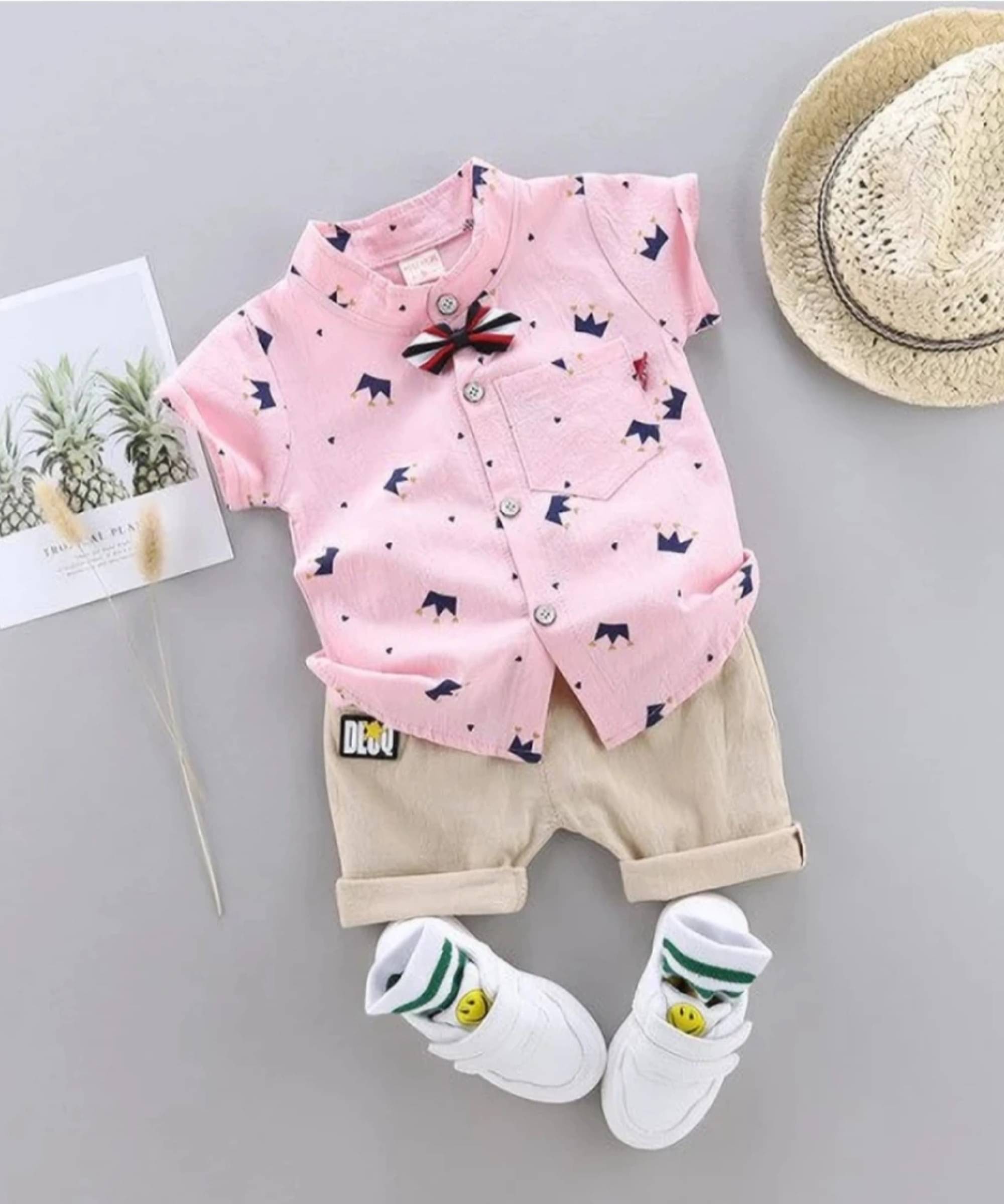     			VIKITA ENTERPRISE Pack of 1 Baby Boys Cotton Blend Shirt & Shorts Set ( Pink )