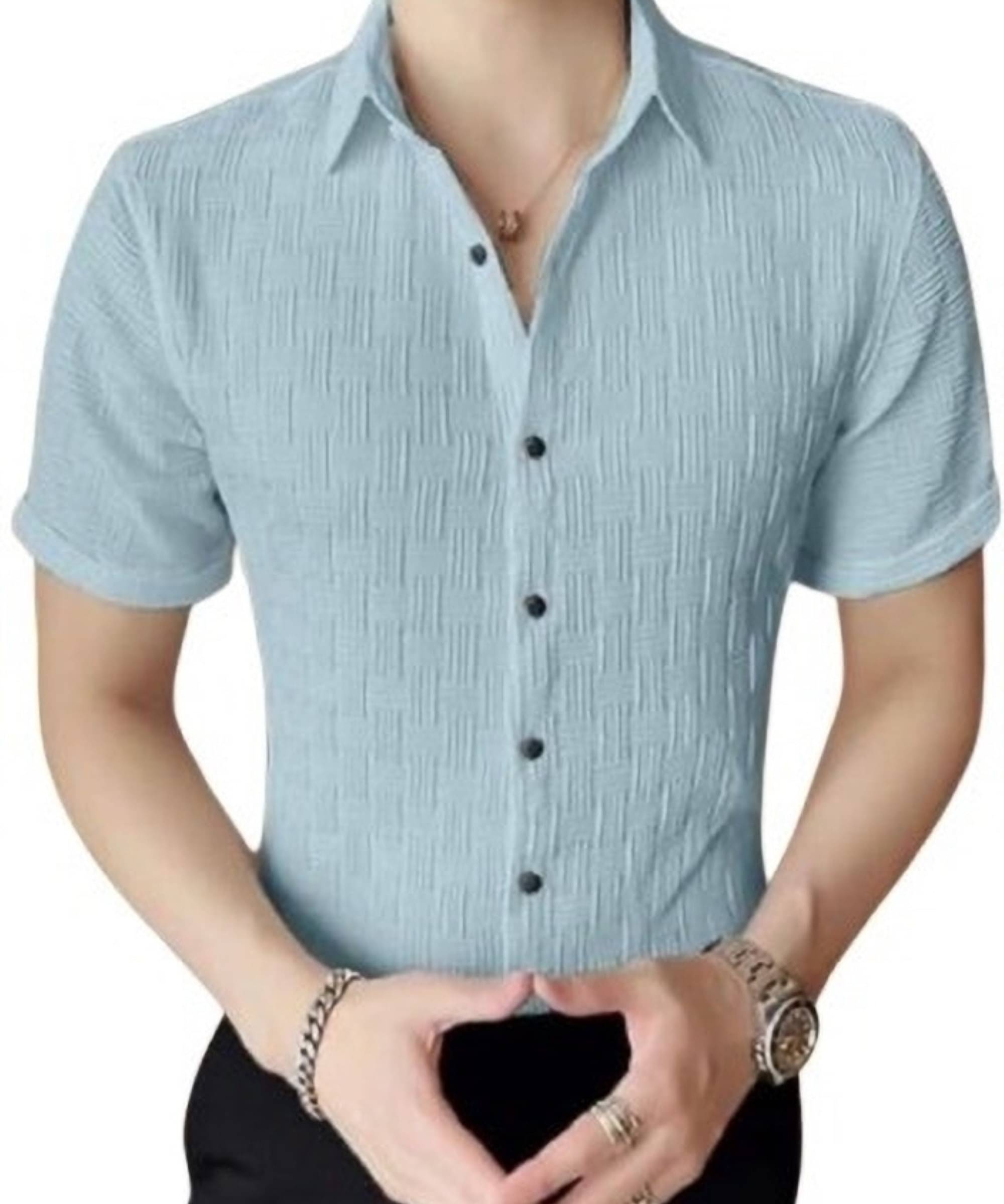     			VIKITA ENTERPRISE Pack of 1 Boys Cotton Blend Half Sleeves Shirt ( Light Blue )