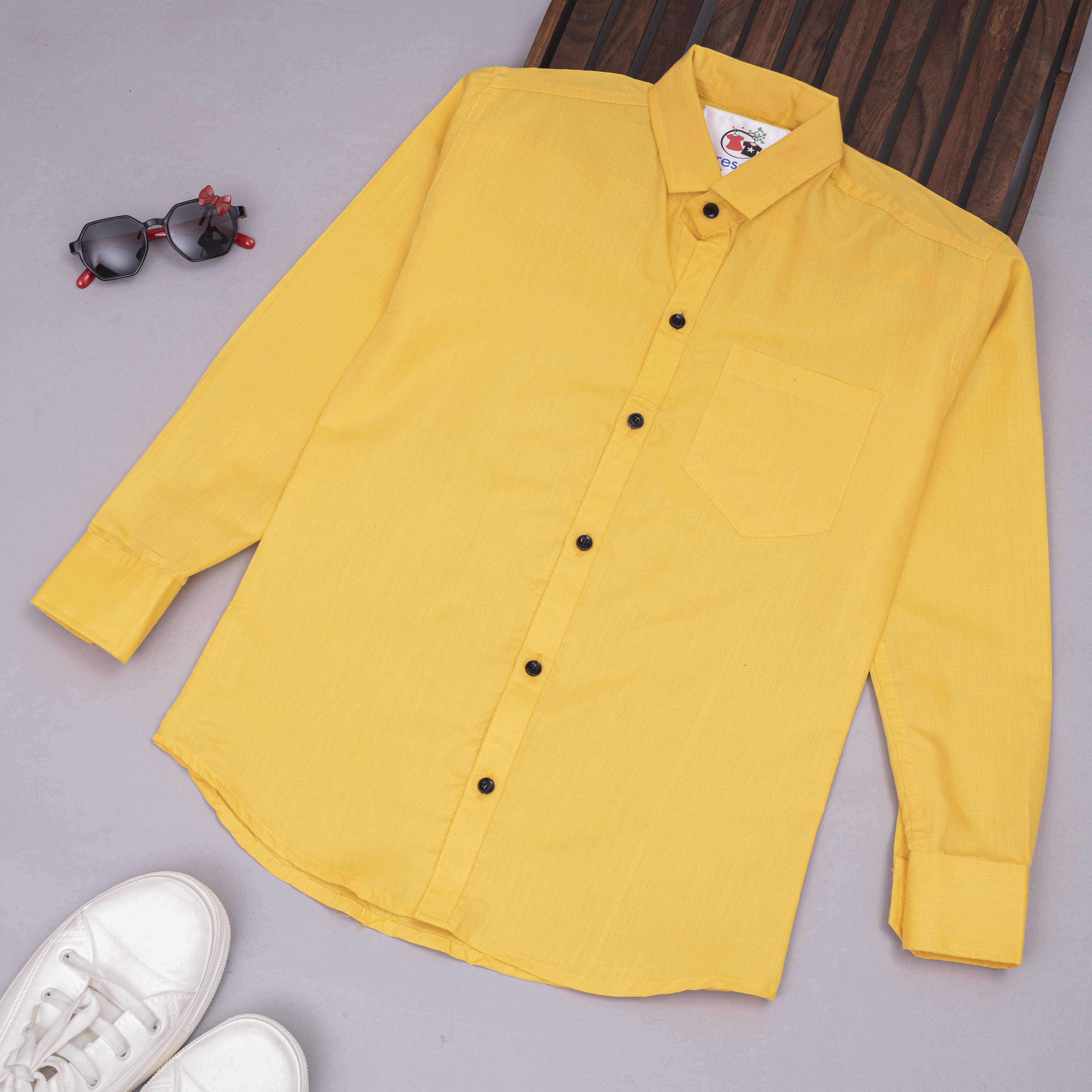 VIKITA ENTERPRISE Pack of 1 Boys Cotton Blend Full Sleeves Shirt ( Yellow ) VIKITA ENTERPRISE Pack of 1 Boys Cotton Blend Full Sleeves Shirt ( Yellow )