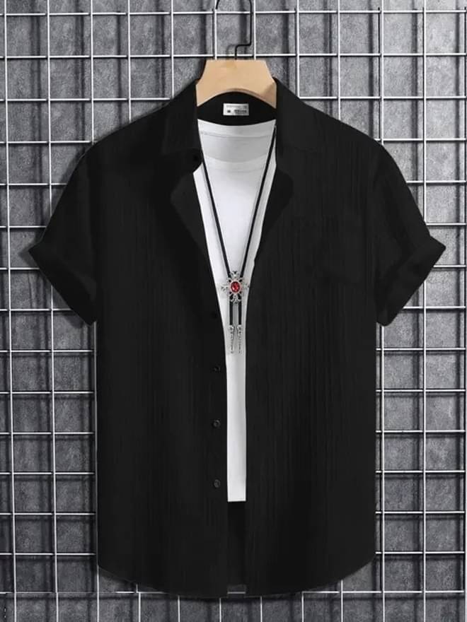 VIKITA ENTERPRISE Pack of 1 Boys Cotton Blend Half Sleeves Shirt ( Black ) VIKITA ENTERPRISE Pack of 1 Boys Cotton Blend Half Sleeves Shirt ( Black )