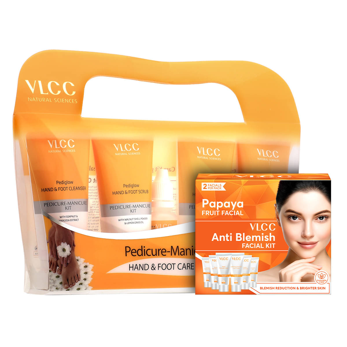 VLCC Salon At Home Combo - Papaya Fruit Facial Kit - 60 g & Manicure Pedicure Kit - 210 g VLCC Salon At Home Combo - Papaya Fruit Facial Kit - 60 g & Manicure Pedicure Kit - 210 g