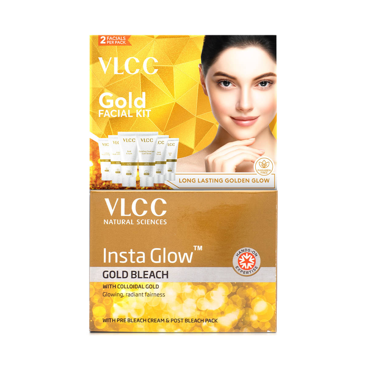 VLCC Salon At Home Combo - Gold Facial Kit - 60 g & Gold Bleach - 60 g VLCC Salon At Home Combo - Gold Facial Kit - 60 g & Gold Bleach - 60 g