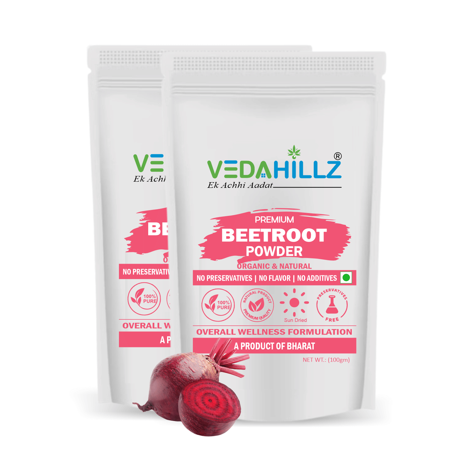 Vedahillz Beetroot Powder Used for Skin Brightening, Immunity & Blood Purification 100gm (Pack of 2)     			Vedahillz Beetroot Powder Used for Skin Brightening, Immunity & Blood Purification 100gm (Pack of 2)