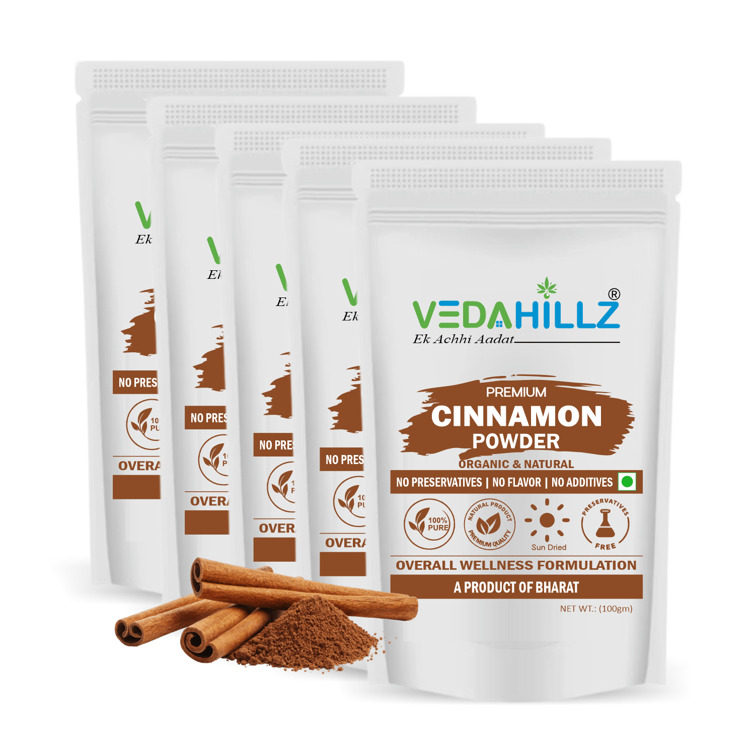     			Vedahillz Cinnamon Powder Supports Healthy Digestion & Blood Sugar Balance 100gm (Pack of 5)