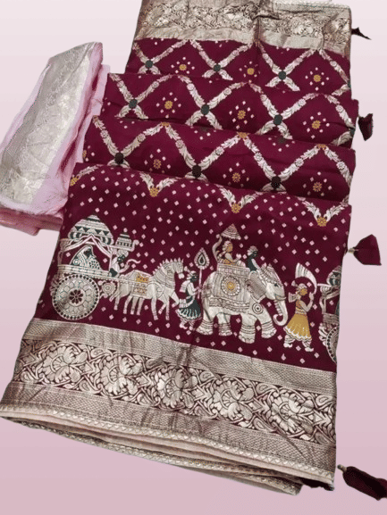 Vkaran Silk Woven Banarasi saree With Unstitched Blouse Piece ( Maroon ) Vkaran Silk Woven Banarasi saree With Unstitched Blouse Piece ( Maroon )